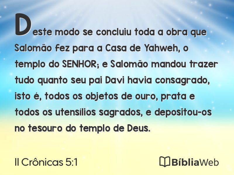 II Crônicas 5:1 em imagem para compartilhar