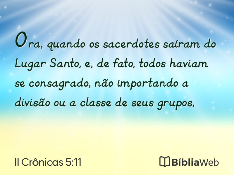 II Crônicas 5:11 em imagem para compartilhar