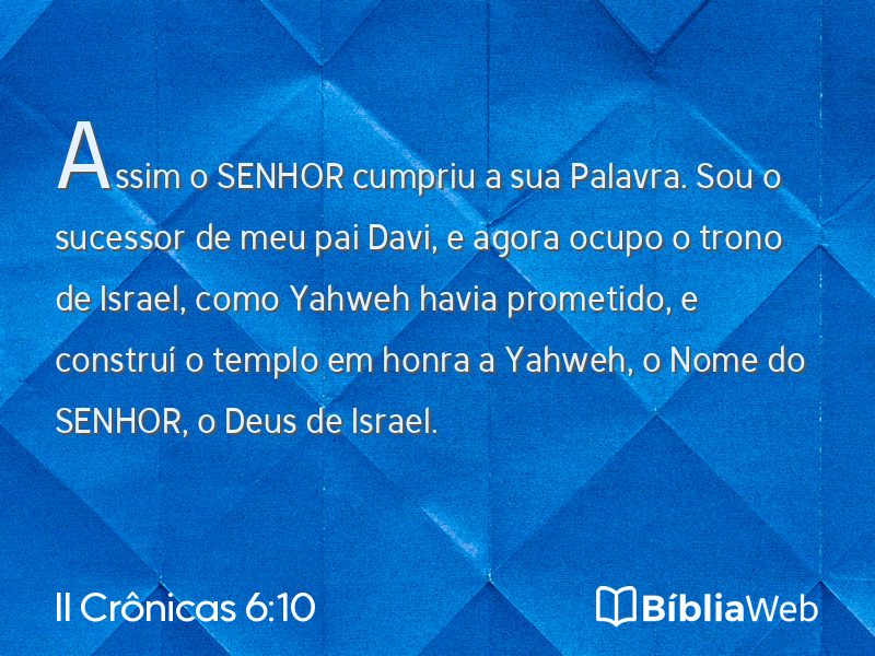 II Crônicas 6:10 em imagem para compartilhar