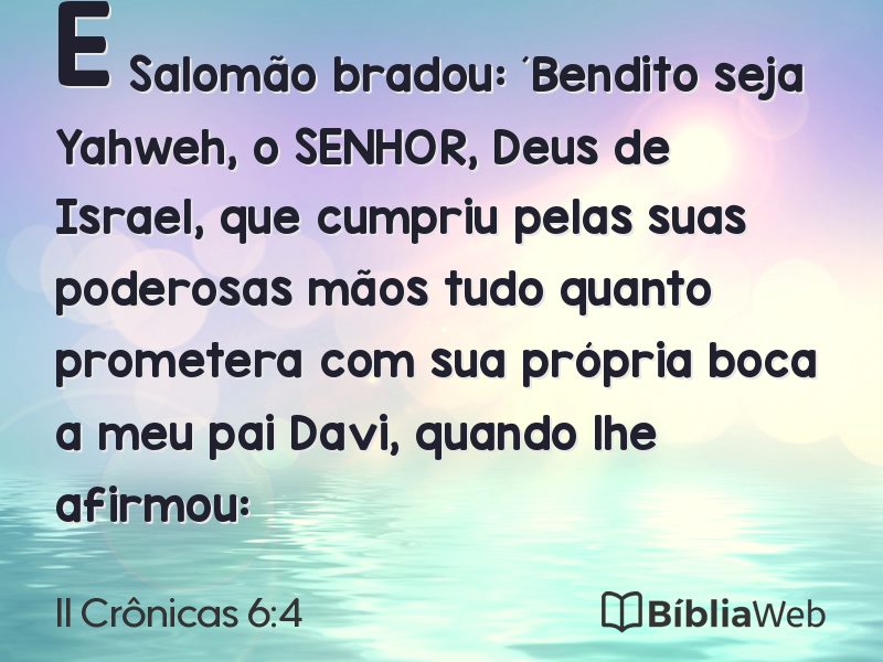 II Crônicas 6:4 em imagem para compartilhar