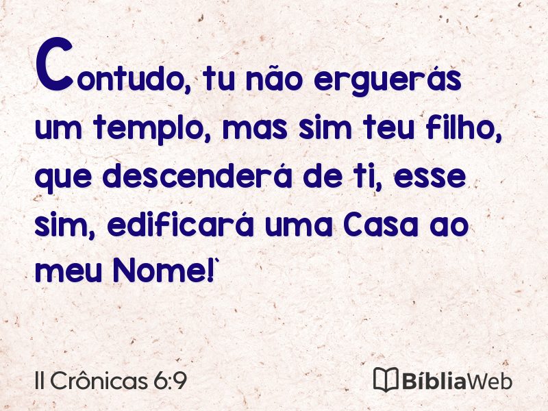 II Crônicas 6:9 em imagem para compartilhar