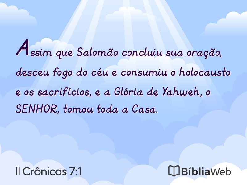 II Crônicas 7:1 em imagem para compartilhar