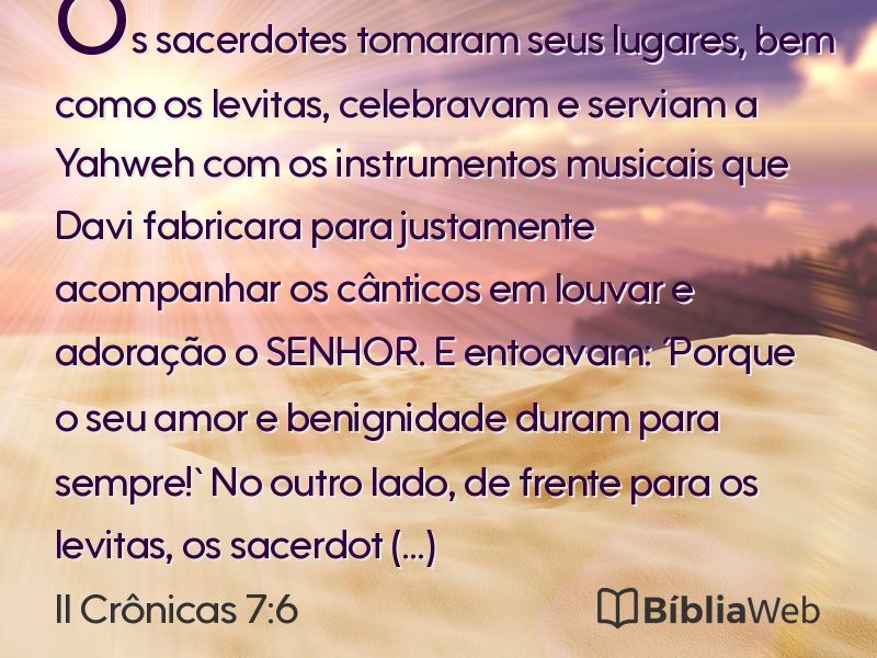 II Crônicas 7:6 em imagem para compartilhar