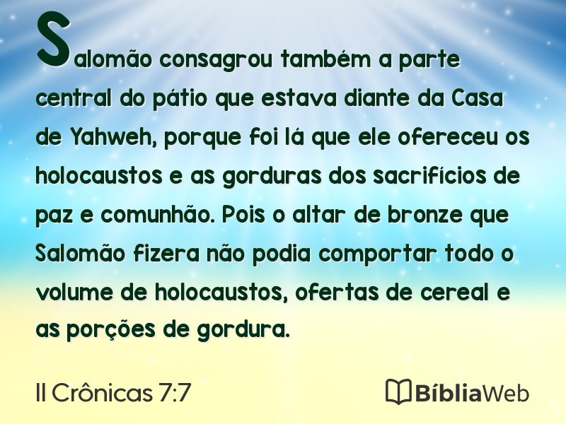 II Crônicas 7:7 em imagem para compartilhar