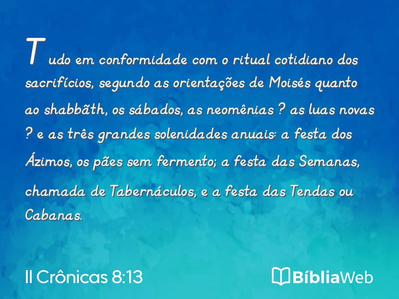 II Crônicas 8:13 em imagem para compartilhar