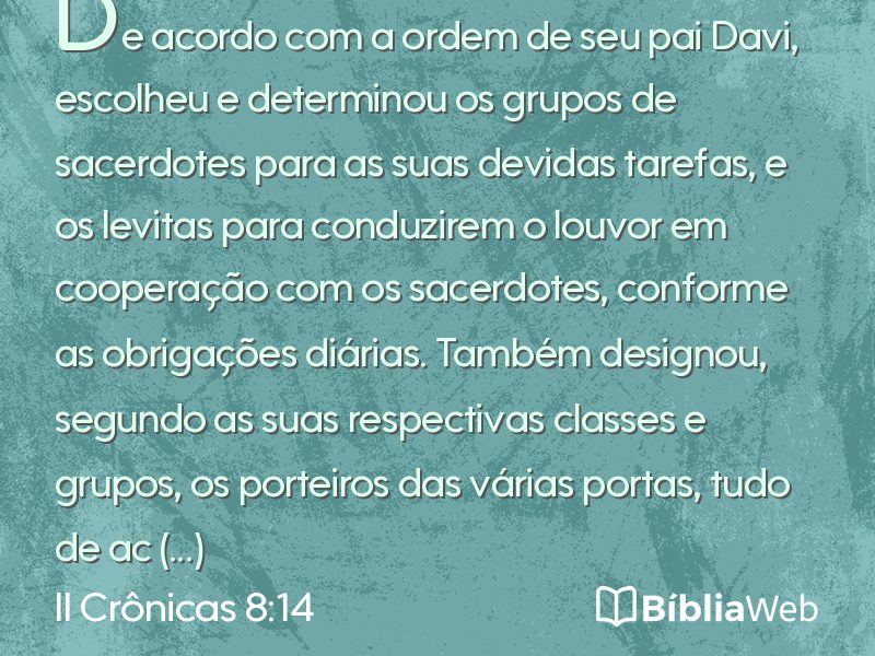II Crônicas 8:14 em imagem para compartilhar