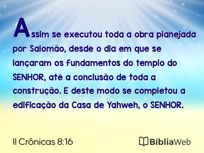 II Crônicas 8:16 em imagem para compartilhar