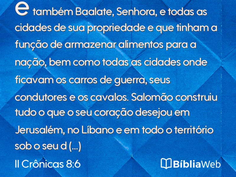 II Crônicas 8:6 em imagem para compartilhar