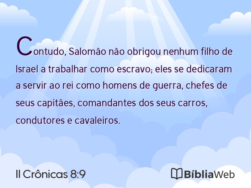 II Crônicas 8:9 em imagem para compartilhar