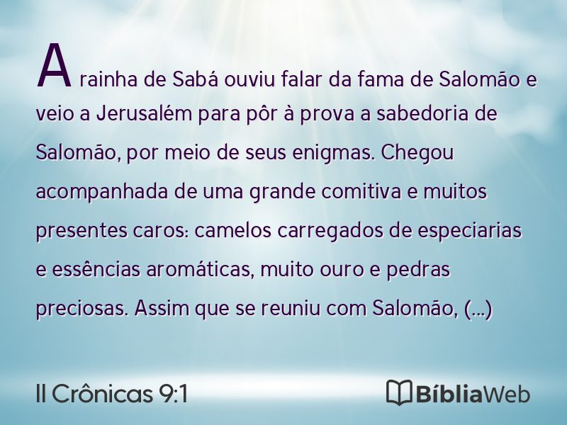 II Crônicas 9:1 em imagem para compartilhar