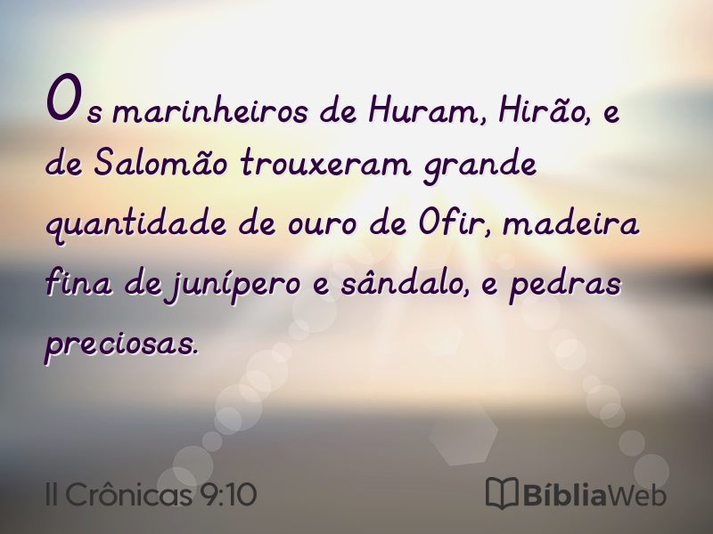 II Crônicas 9:10 em imagem para compartilhar