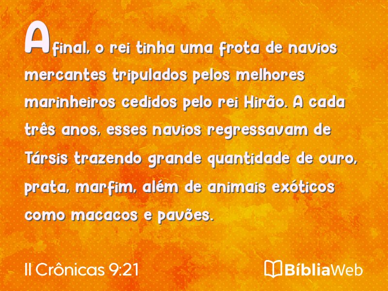 II Crônicas 9:21 em imagem para compartilhar