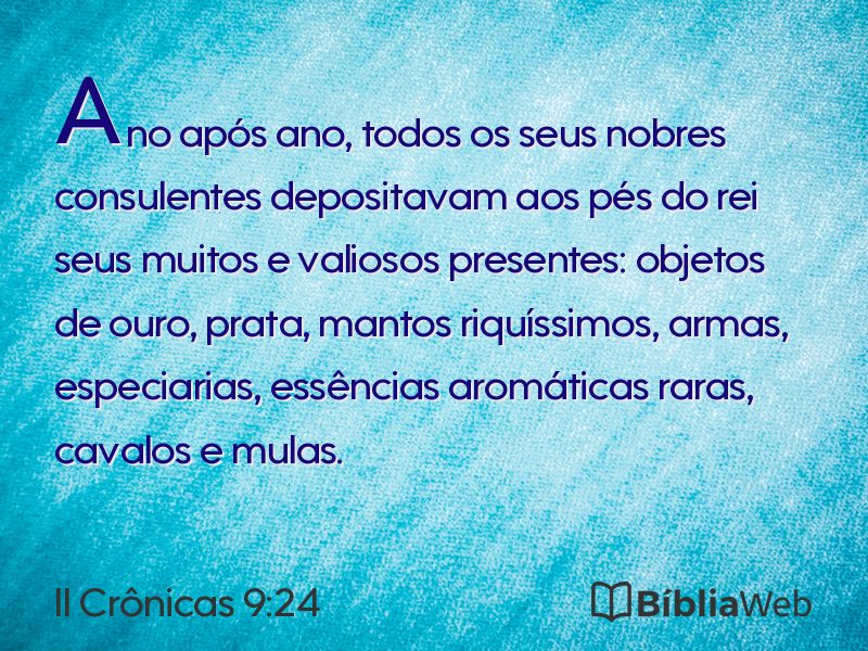 II Crônicas 9:24 em imagem para compartilhar