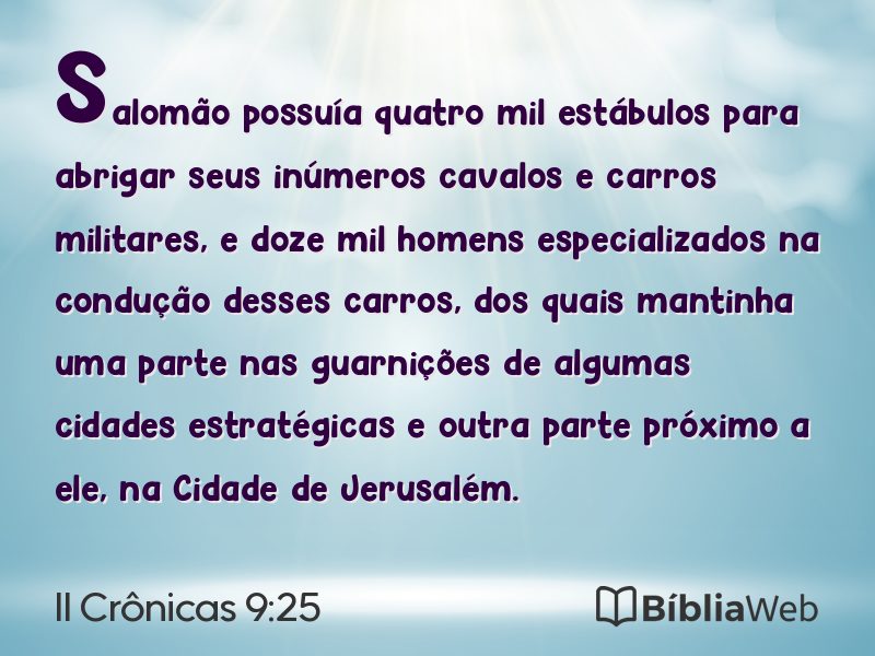 II Crônicas 9:25 em imagem para compartilhar