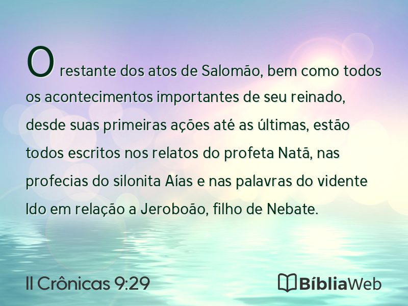 II Crônicas 9:29 em imagem para compartilhar