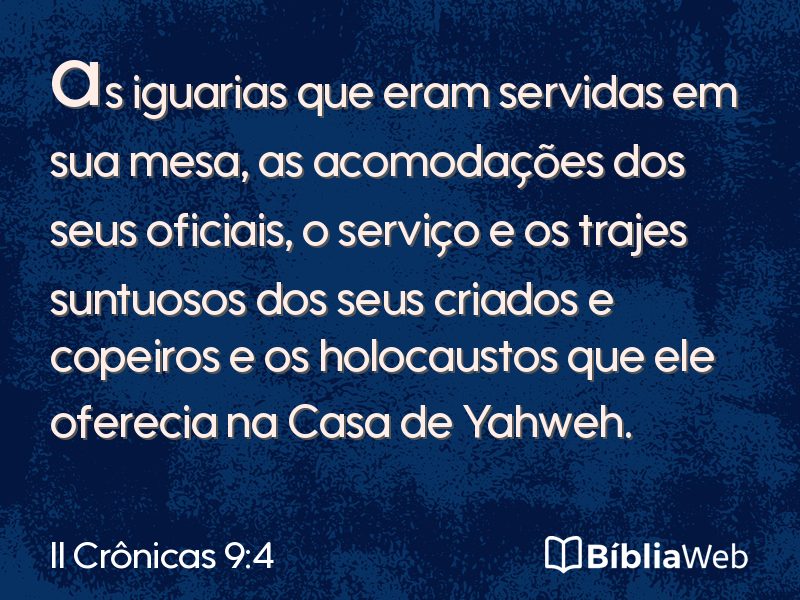 II Crônicas 9:4 em imagem para compartilhar