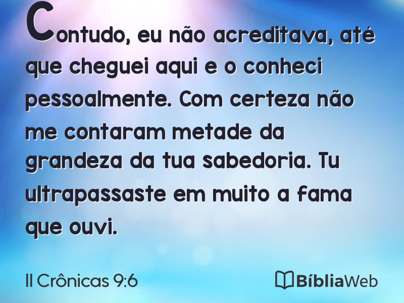 II Crônicas 9:6 em imagem para compartilhar