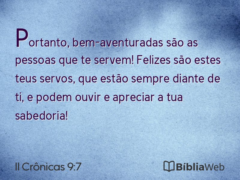 II Crônicas 9:7 em imagem para compartilhar
