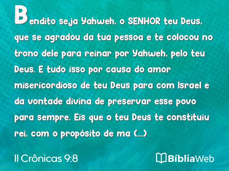 II Crônicas 9:8 em imagem para compartilhar