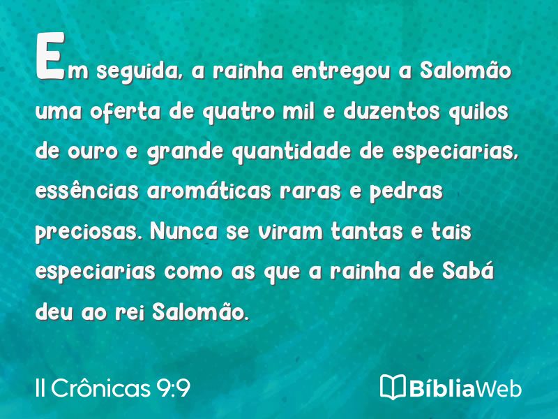 II Crônicas 9:9 em imagem para compartilhar