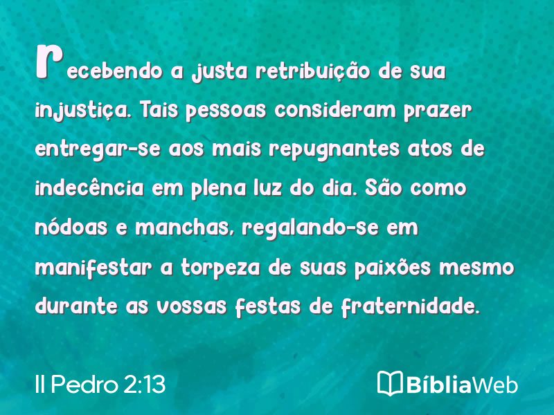 II Pedro 2:13 em imagem para compartilhar