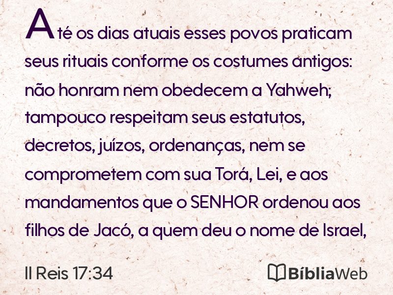II Reis 17:34 em imagem para compartilhar
