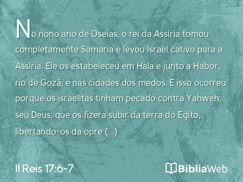 II Reis 17:6-7 em imagem para compartilhar