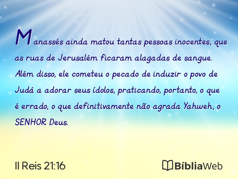 II Reis 21:16 em imagem para compartilhar
