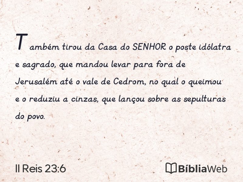 II Reis 23:6 em imagem para compartilhar