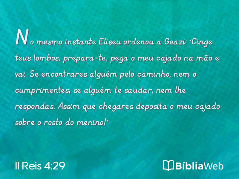 II Reis 4:29 em imagem para compartilhar
