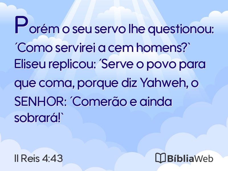 II Reis 4:43 em imagem para compartilhar