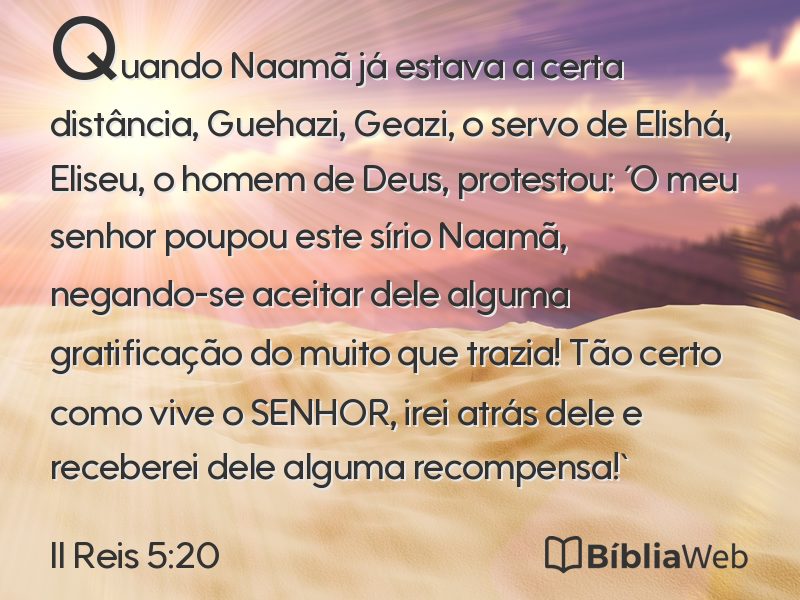 II Reis 5:20 em imagem para compartilhar
