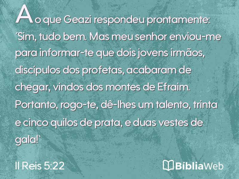 II Reis 5:22 em imagem para compartilhar