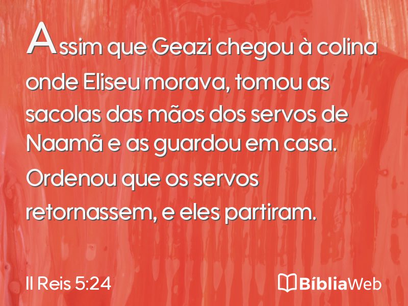 II Reis 5:24 em imagem para compartilhar