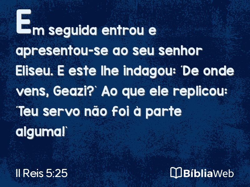 II Reis 5:25 em imagem para compartilhar