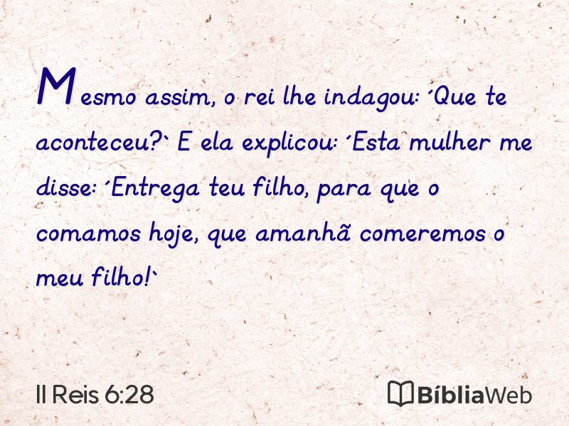 II Reis 6:28 em imagem para compartilhar