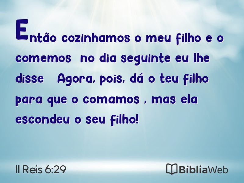 II Reis 6:29 em imagem para compartilhar