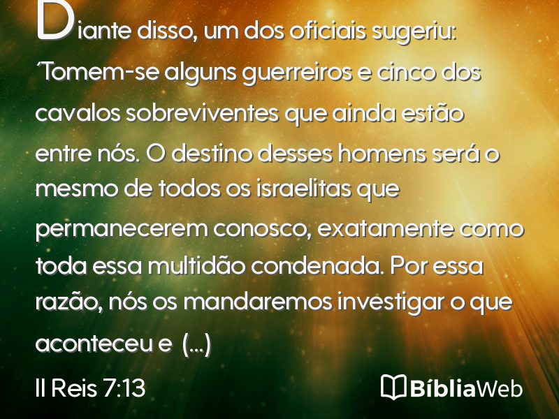 II Reis 7:13 em imagem para compartilhar