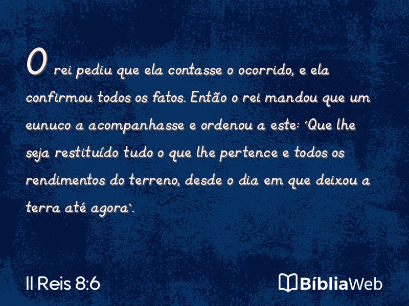 II Reis 8:6 em imagem para compartilhar