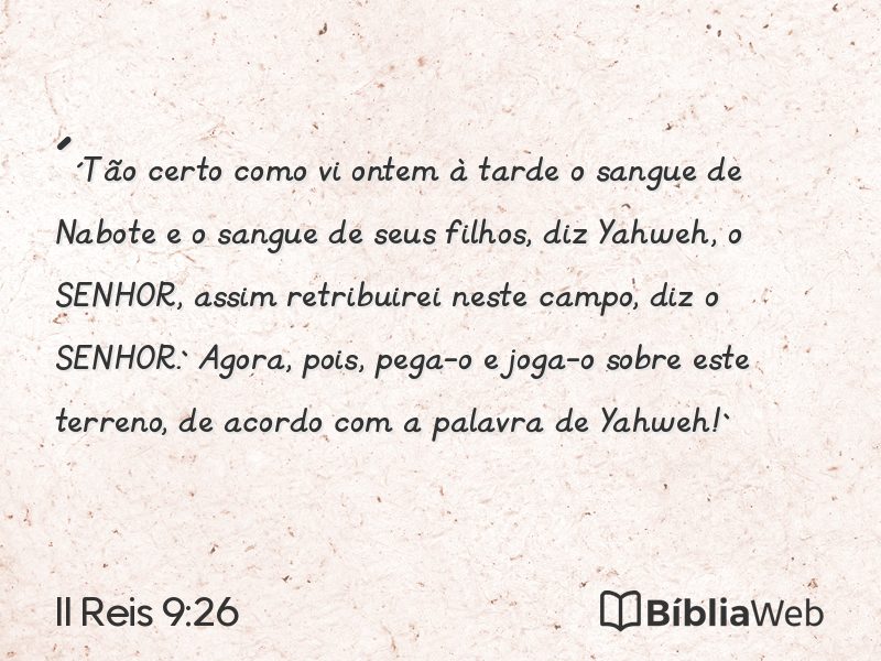 II Reis 9:26 em imagem para compartilhar