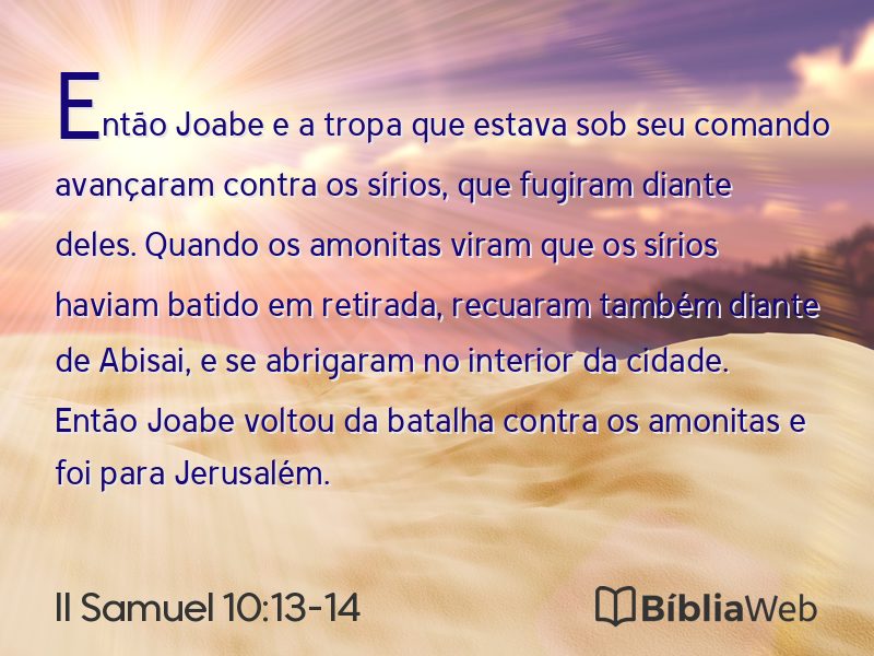 II Samuel 10:13-14 em imagem para compartilhar