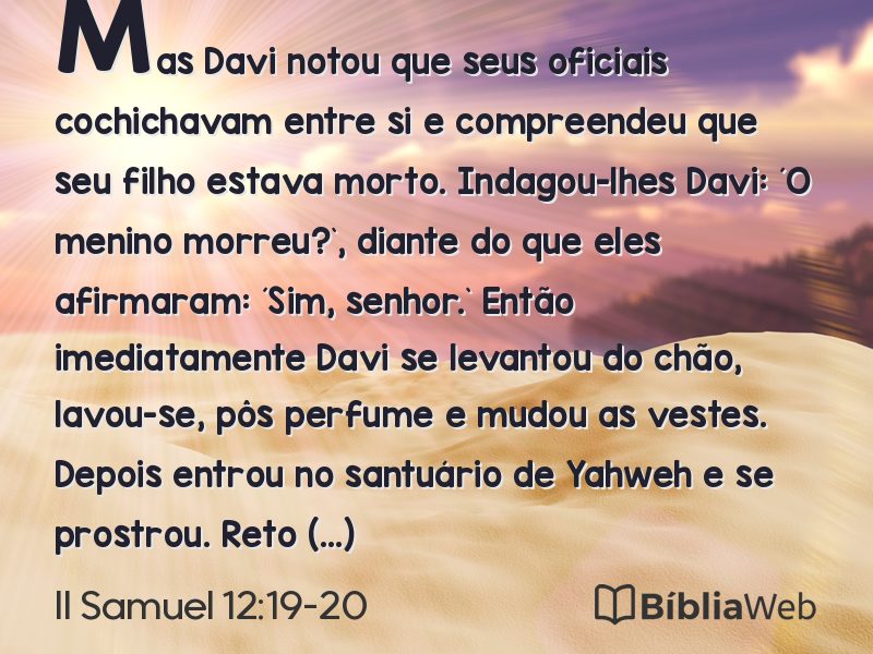 II Samuel 12:19-20 em imagem para compartilhar