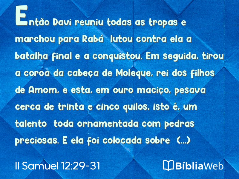 II Samuel 12:29-31 em imagem para compartilhar