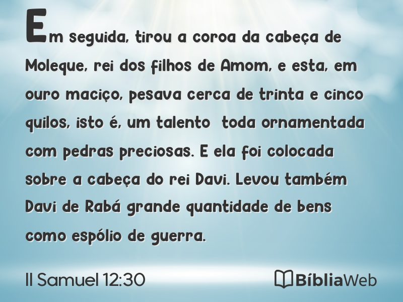 II Samuel 12:30 em imagem para compartilhar