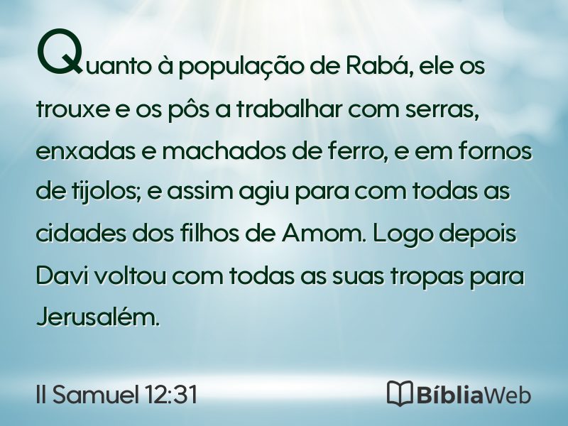 II Samuel 12:31 em imagem para compartilhar