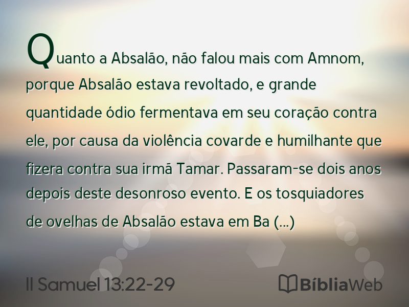 II Samuel 13:22-29 em imagem para compartilhar