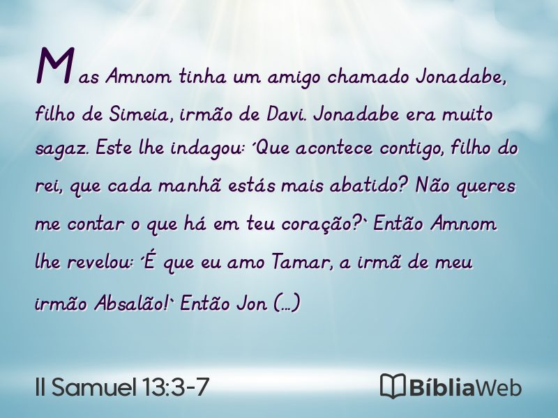 II Samuel 13:3-7 em imagem para compartilhar