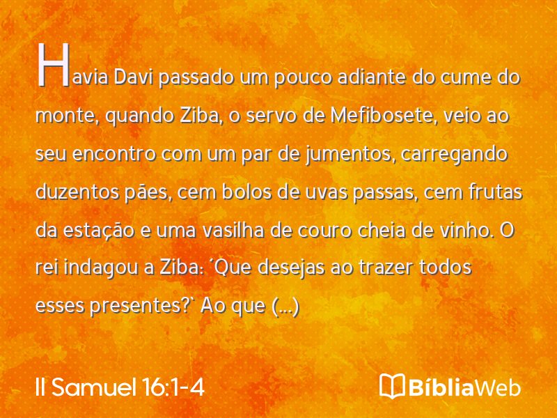 II Samuel 16:1-4 em imagem para compartilhar