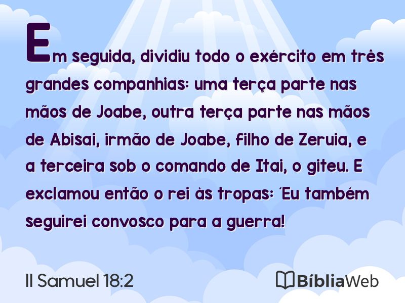 II Samuel 18:2 em imagem para compartilhar