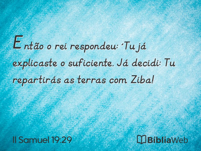 II Samuel 19:29 em imagem para compartilhar